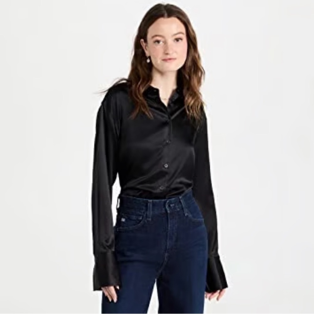 Frame Silk Button-Up Shirt XS